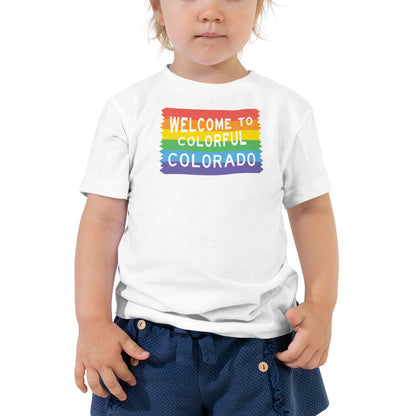 Colorful Colorado Rainbow Sign - Toddler Shirt - Queer America Clothing