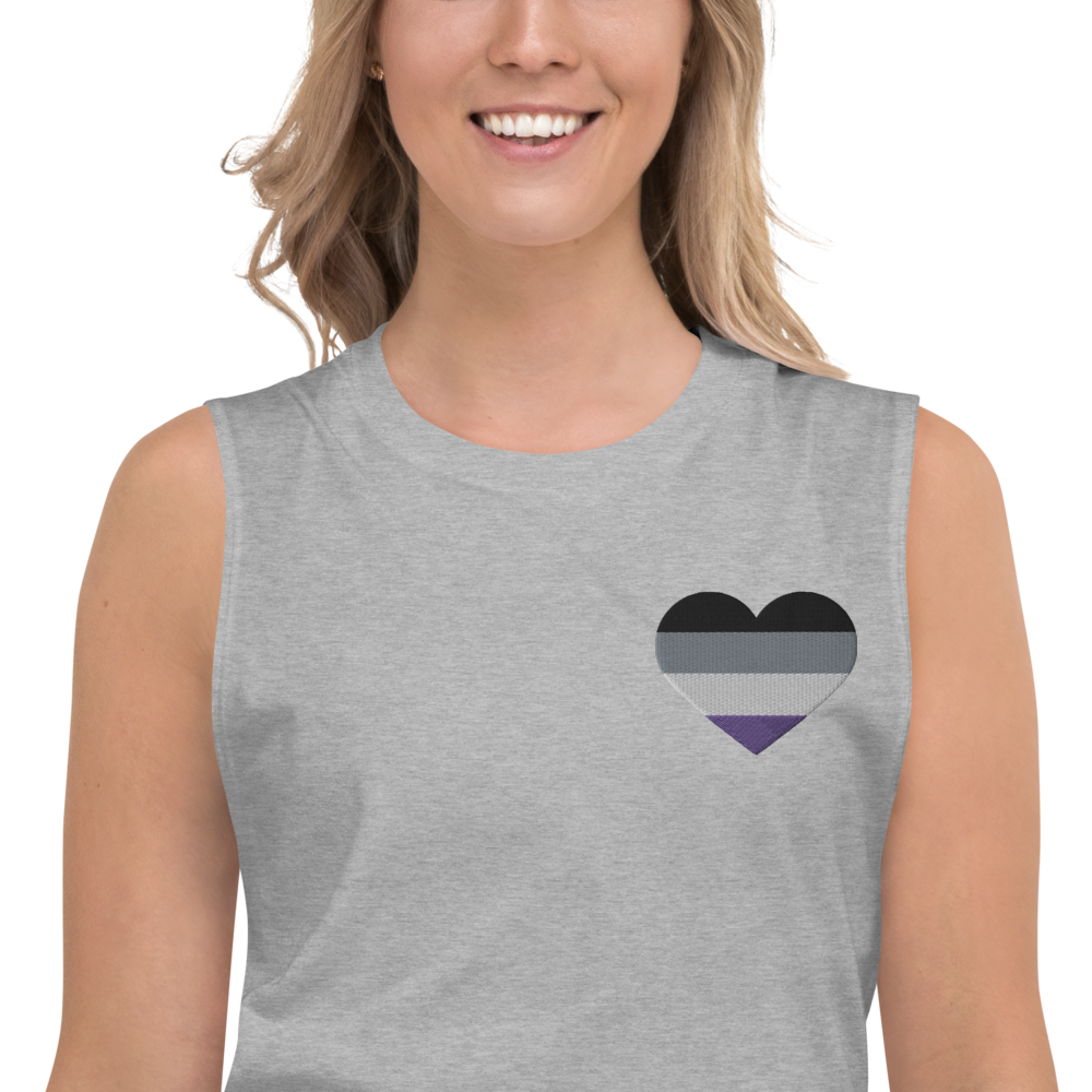 Asexual Pride Heart - Muscle Shirt (Embroidered)