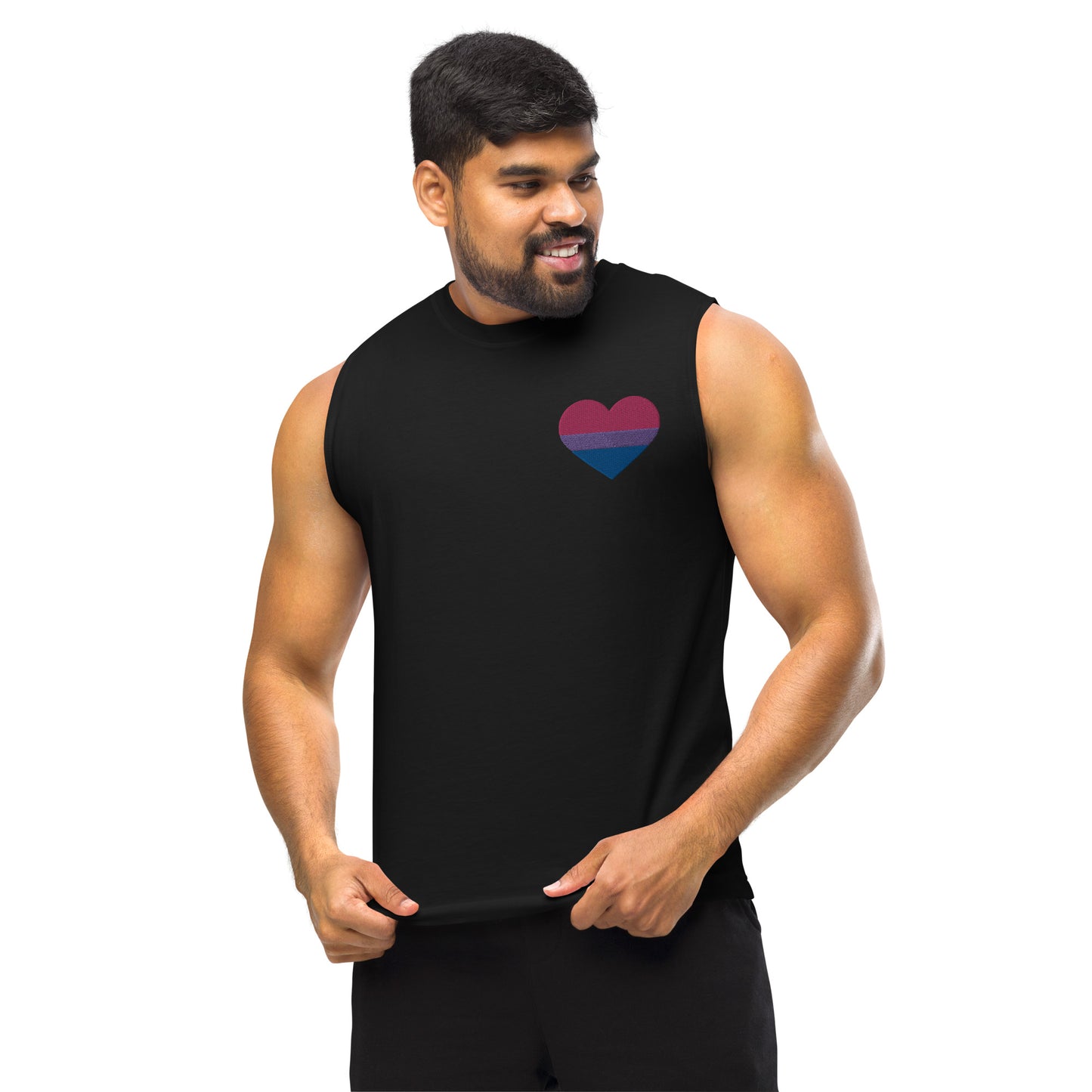 Bisexual Pride Heart - Muscle Shirt (Embroidered)