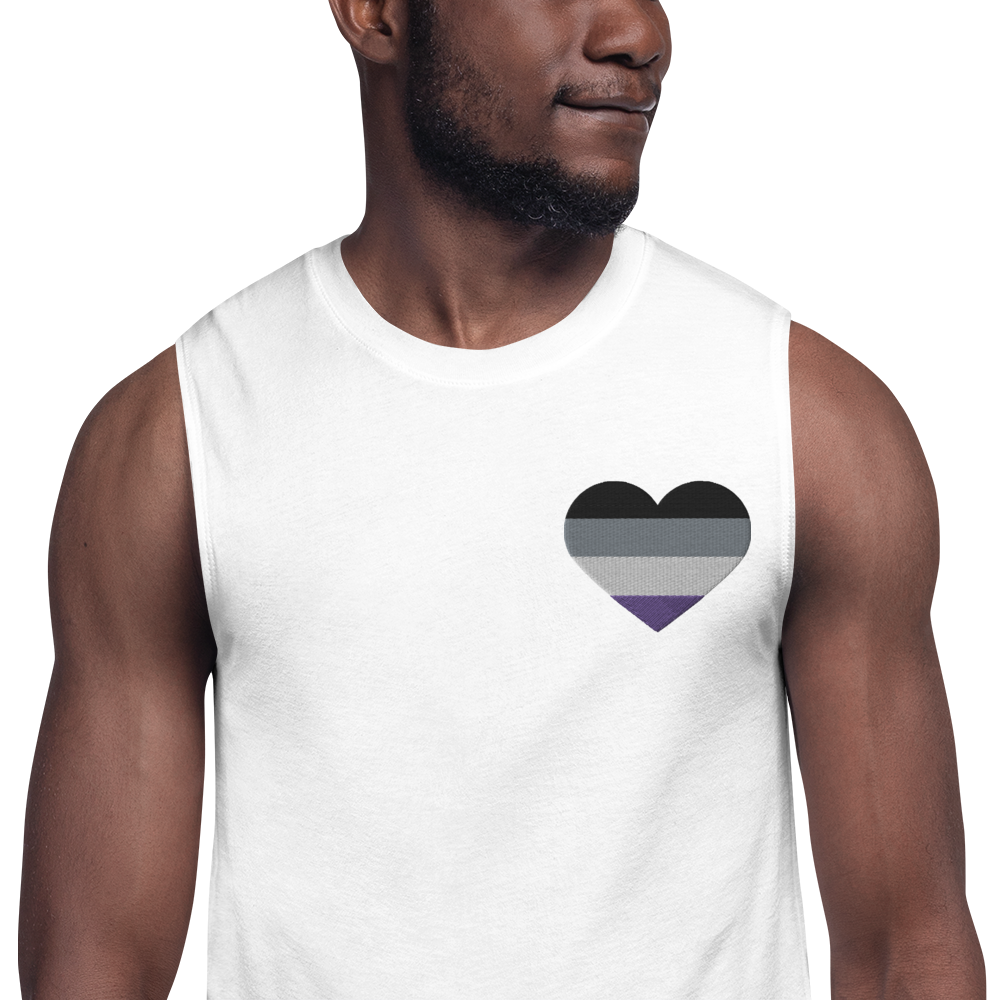 Asexual Pride Heart - Muscle Shirt (Embroidered)