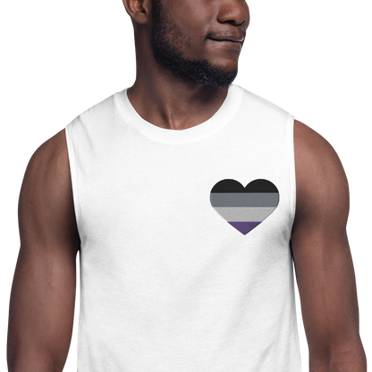 Asexual Pride Heart - Muscle Shirt (Embroidered)