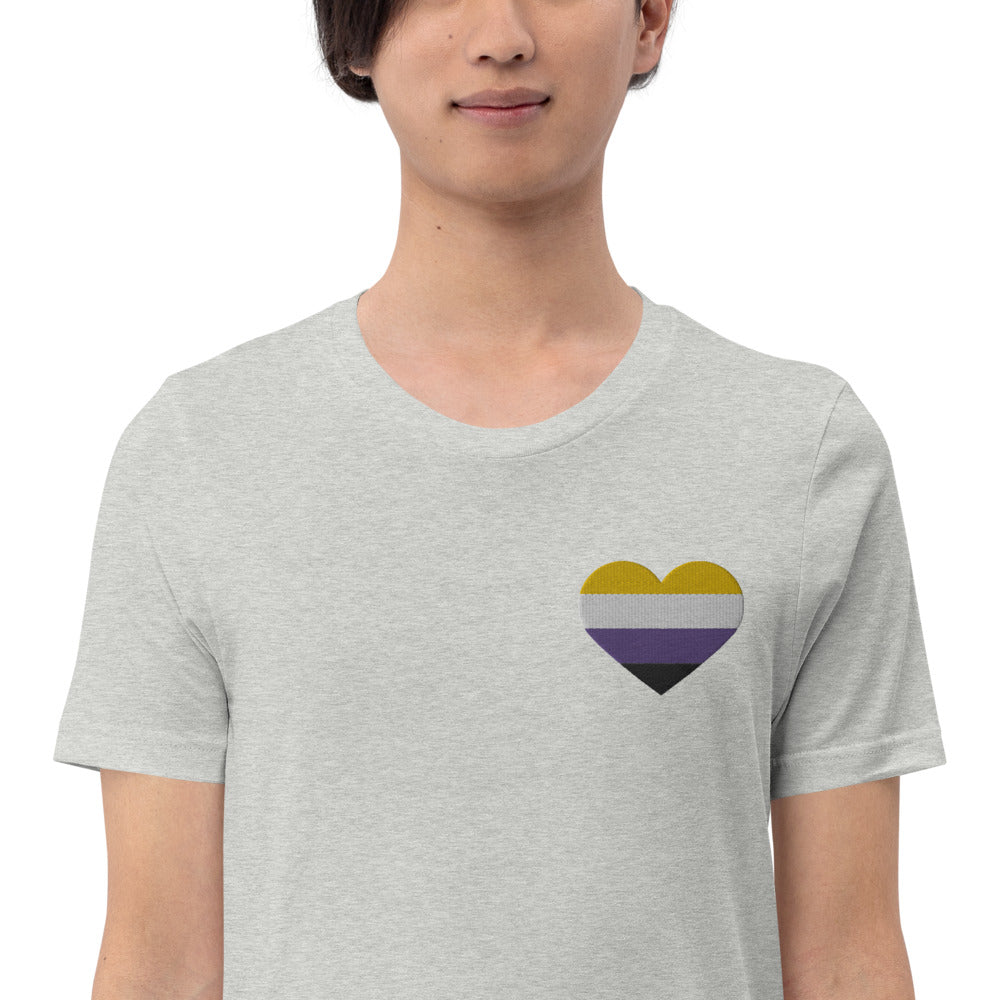 Non-Binary Pride Heart - Unisex Shirt (Embroidered)