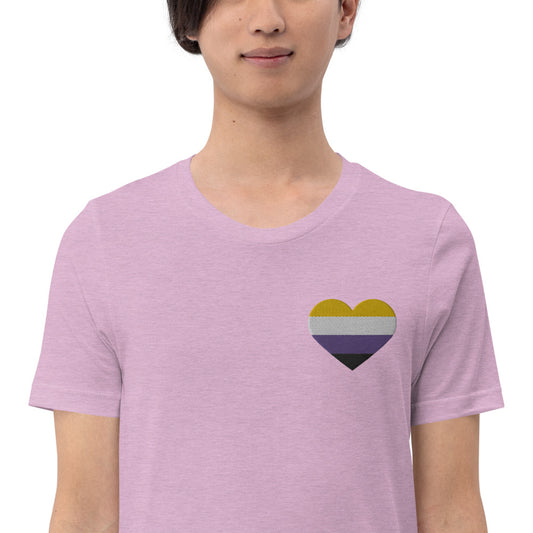 Non-Binary Pride Heart - Unisex Shirt (Embroidered)