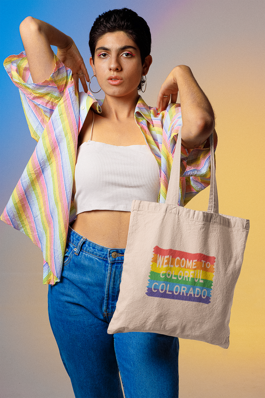 Colorful Colorado Rainbow Sign - Eco Tote Bag