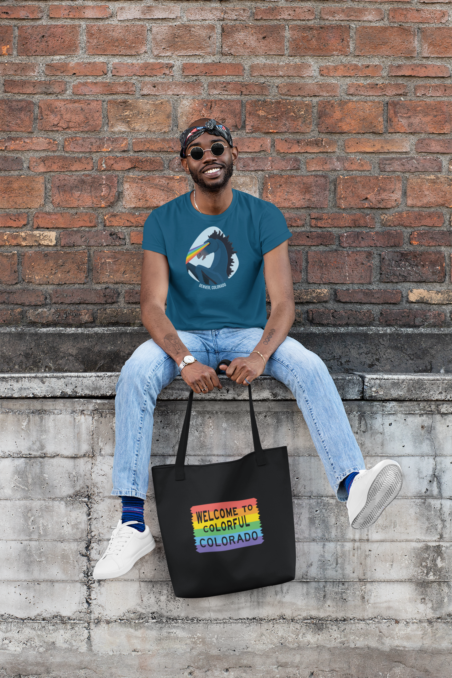 Colorful Colorado Rainbow Sign - Eco Tote Bag