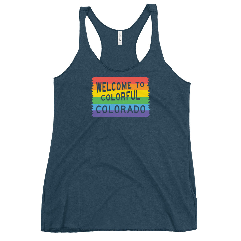 Colorful Colorado Rainbow Sign - Women's Tank Top