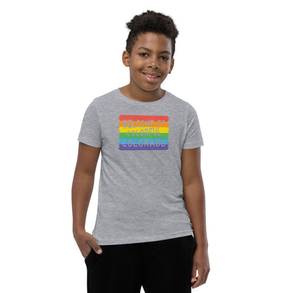 Colorful Colorado Rainbow Sign - Youth Shirt - Queer America Clothing